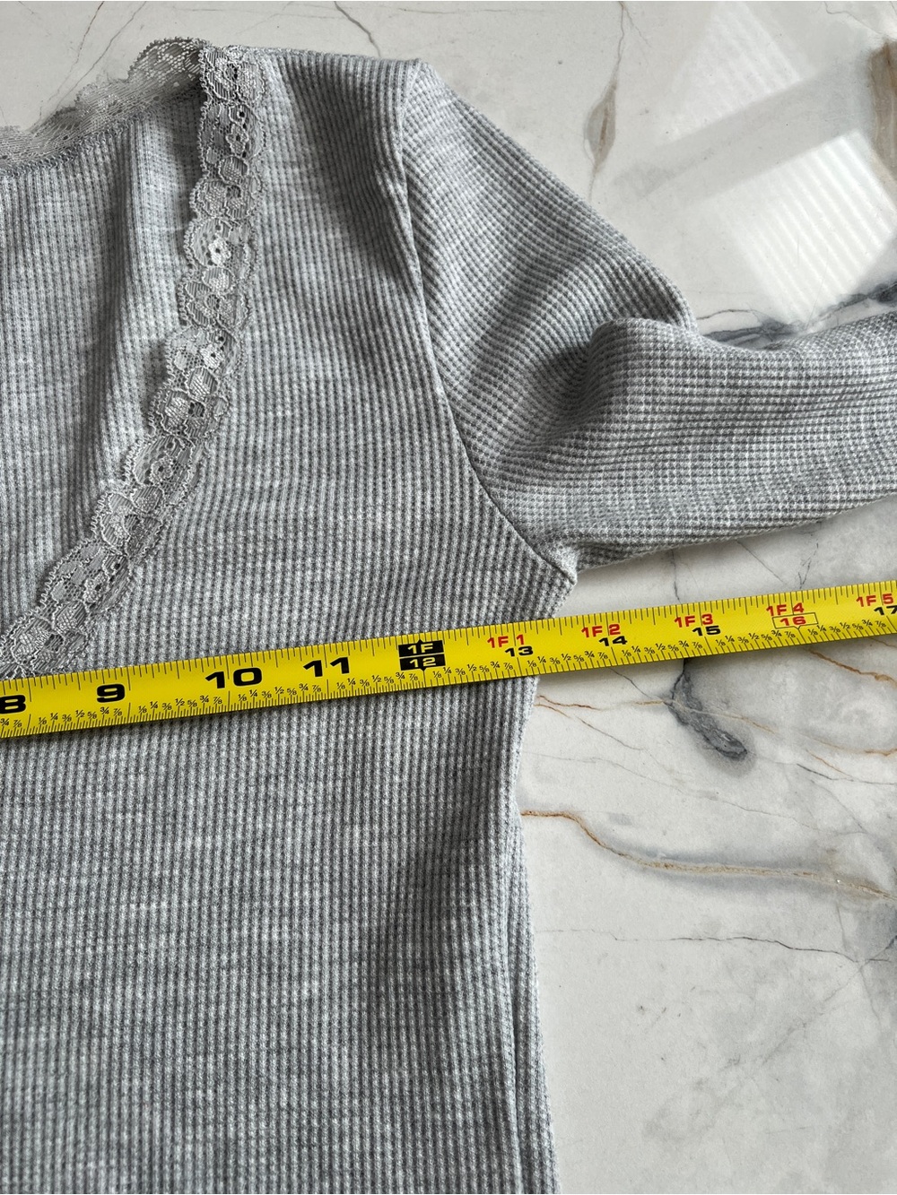 American Eagle Outfitters Grey Lace-Trim V-Neck Bodysuit size S - Picture 7 of 7